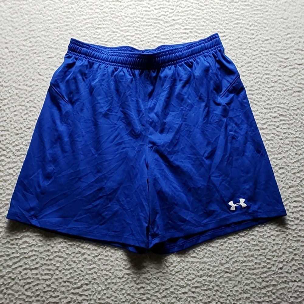 Under Armour Shorts Mens Small Blue HeatGear 6 Inseam Elastic Waist Gym Running